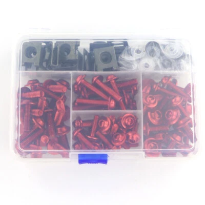 1 Set Fairing Bolts Bodywork Kit Fit For Kawasaki KLX400R/450R/650R KLX125/L Red - Image 1 of 4