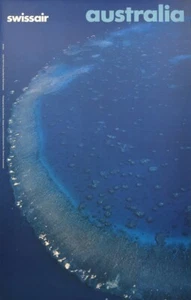 Original Vintage Poster Swissair Australia Travel Aviation Coral Reef  1972 - Picture 1 of 1