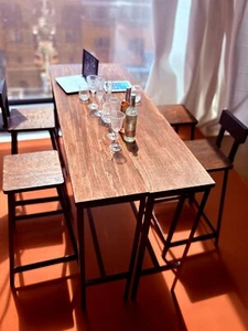 1/6 High Iegged Dining Table Without Backrest Chair Miniature Model Scene Prop - Picture 1 of 15