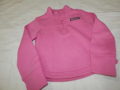Vineyard Vines Girls 4T THE SHEP SHIRT 1/4 Zip Sweatshirt Pink Nice - Image 1 of 4