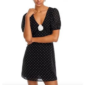 Wayf Minikleid schwarz weiß Margaret gepunktet Puffärmel Größe M neu mit Etikett - Bild 1 von 8