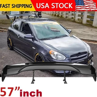 57" Rear Spoiler Wing For Hyundai Accent Gloss Truck GT-Style Glossy Black - Image 1 of 4