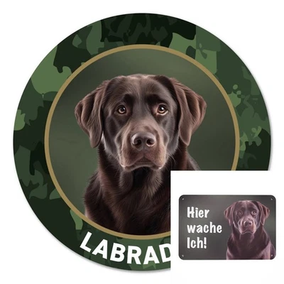 Labrador Autoaufkleber Sticker Zaunschild Hundeschild Türschild "Hier wache ich" - Bild 1 von 4