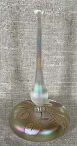 Eric Brakken 1989 GlassHouse Studio irisierender Parfümflakon mit langem Stopfen 6 Zoll - Bild 1 von 11