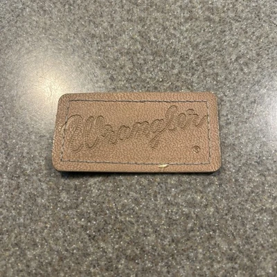 Wrangler Brand Patch Hard Vinyl 1 1/4” X 2 1/2” Sew On Unique Stamped - Image 1 of 4