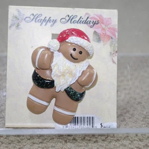 Christmas Brooch or pin plastic Gingerbread Santa claus - Picture 1 of 3
