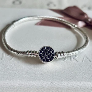 Pandora - Blue Pave CZ Moments Bracelet - Size 18 - Picture 1 of 7