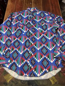 Vintage Wrangler Western Shirt Brushpopper Mens Aztec Southwestern Size XL Nice - Picture 1 of 10