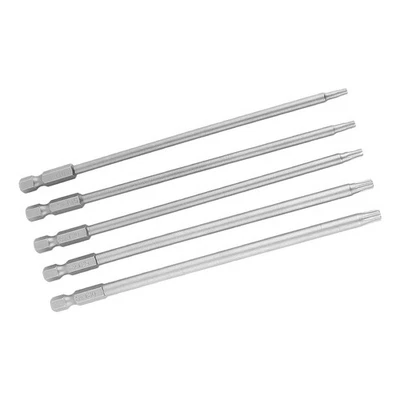 5 Pcs 150mm 1/4 Hex Shank T10-T30 Magnetic Security Star BST Screwdriver Bits - Image 1 of 4