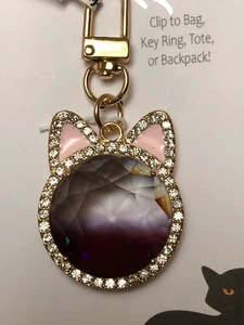 TRUE TO FORM HALLOWEEN BLACK CAT CRYSTAL RHINESTONE HANDBAG CHARM NWT & BOX - Picture 1 of 3
