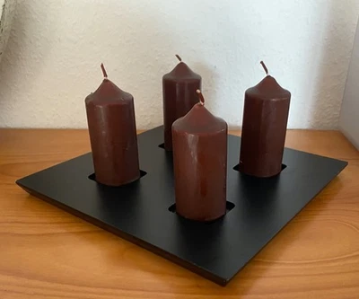 Adventskranz Holz ca 30/30  Weihnachtsdeko Kerzen Tablett Tischdeko - Bild 1 von 4