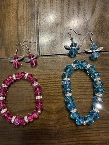 Weihnachten Kristall Perlen Armband und Engel Ohrringe Set - Bild 1 von 2