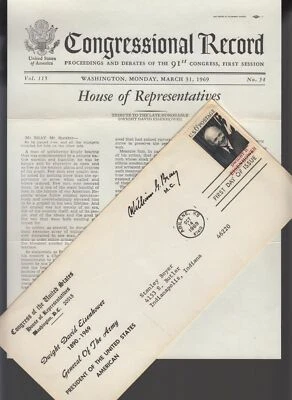 1969 Eisenhower Sc 1383 Wm Bray Congress FDC with contents - Image 1 of 2