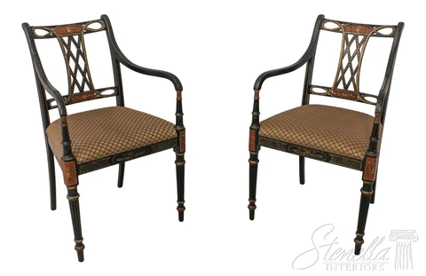 59666EC: Pair SOUTHWOOD Paint Decorated Neoclassical Armchairs Cover