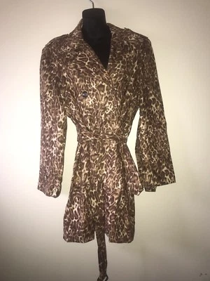 Chaqueta de trinchera Norton McNaughton imitación gamuza marrón tostado estampado animal L Foto 1 de 4