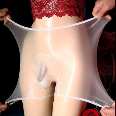 Men Ultra Sheer Oil Shiny Glossy Boxer Briefs Shorts Trunks Underpants Underwear - Image 1 of 4