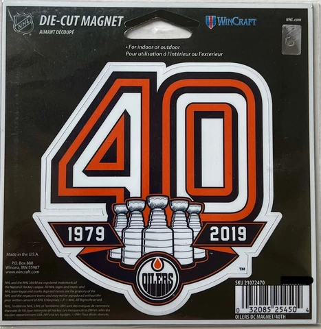 NHL Edmonton Oilers Anniversary 40th Year in NHL Magnet Cover