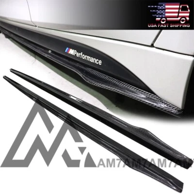V Design Carbon Fiber Side Skirt Extensions For 2012-2018 BMW F30 31 M Sport - Image 1 of 4
