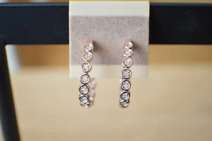 0.33ct Uncut Pink Diamond Indside Out Hoop Earrings 14K RG over Fine Silver - Picture 1 of 12