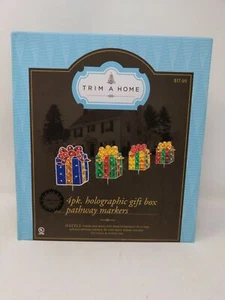 NOS TRIM A HOME 4pk Holographic Gift Box Pathway Markers Christmas Lights Decor - Picture 1 of 11
