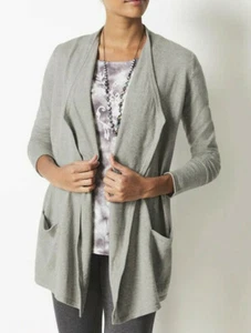 Neu mit Etikett J.Jill Pure Jill Gr. PL Baumwolle & Kaschmir drapierte Vorderseite Cardigan LS grau 149 $ - Bild 1 von 10