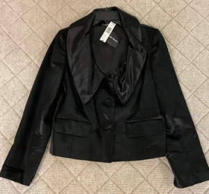 NWT $598 Ellen Tracy Premium Velour Blazer Animal Print Black Dressy Size 12 - Picture 1 of 8