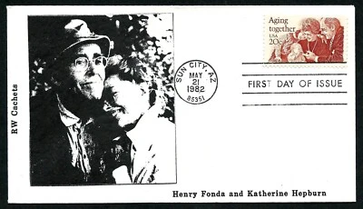 USA SCOTT 2011 RW CACHETS FDC COVER AGING TOGETHER HENRY FONDA KETHERINE HEPBURN - Image 1 of 2