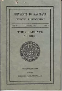 1933 UNIVERSITÀ DEL MARYLAND Pubblicazione ovicida LA SCUOLA DI SPECIALIZZAZIONE - Foto 1 di 6