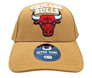 NBA Chicago Bulls Embroidered Raised Logo Ultra Game Adjustable Hat Tan - Picture 1 of 8