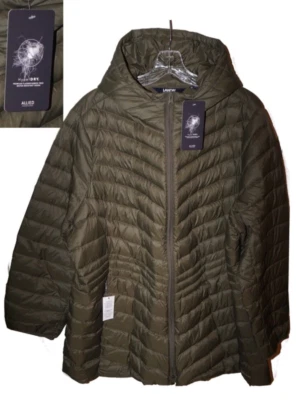 Lands End Down Puffer Jacket Packable 800 HyperDry Coat Olive Women 2X 20 22 NWT - Image 1 of 4