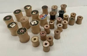 Vintage Wood Thread Spools Lot Of 28 - Picture 1 of 6