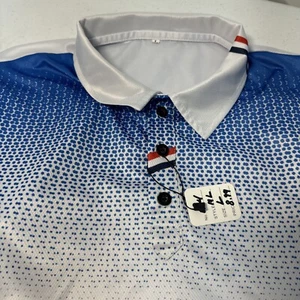 Polo Shirt Cool Large White & Blue w/ Striped NWT - Picture 1 of 6