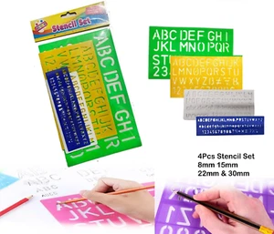 8 mm 15 mm 22 mm & 30 mm Set 4 Großbuchstaben Alphabet & Zahlenschrift Schablonensets - Bild 1 von 9