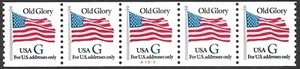 US Stamps #2890 32c. G Old Glory Plate Number A1313 Coil Strip of 5 MNH - Picture 1 of 1
