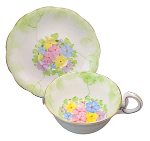 Antique Minton Hand painted pastel floral gold gilt Teacup & Saucer - Picture 1 of 23