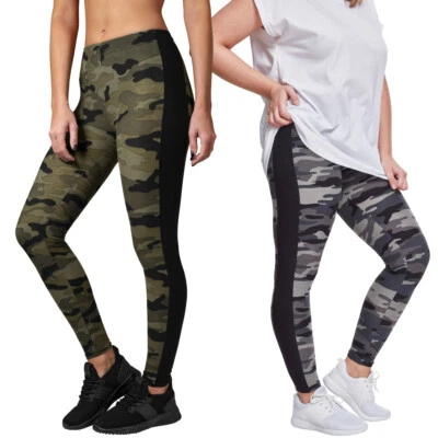 Urban Classics Femmes Camouflage Rayures Legging Pantalon de Sport Maille - Photo 1/4