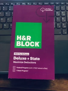 H&R Block Tax Software Deluxe + State 2022 (dostawa cyfrowa) - Zdjęcie 1 z 3