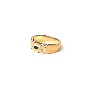 14K Solid Gold White Yellow Gold Band Infinity Halo Ring, Size 6, Width 7 mm - Picture 1 of 9