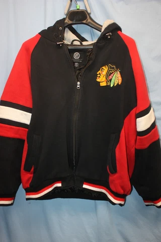Vintage 90s Chicago Blackhawks NHL Hockey G111  Bomber Jacket Black XL Cover