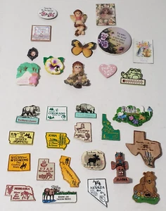31 Vintage Souvenir 80's 90's US State, Mixed Refrigerator Magnets Lot - Picture 1 of 13