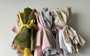 50 Pcs Mix Linen scraps bundle, Assorted fabric  linen scraps fabric remnants - Picture 1 of 11