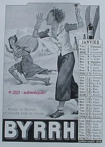 PUBLICITE BYRRH MOQUEZ VOUS DE L'HIVER SKI NEIGE SIGNE LEONNEC DE 1936 AD PUB - Imagen 1 de 1