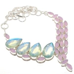 Aqua Mystic Topaz Chalcedony Gemstone 925 Sterling Silver Necklace 18" A-1