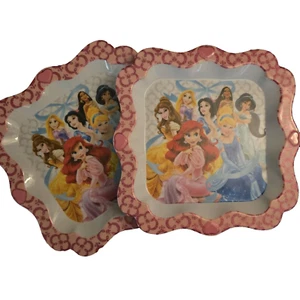 Disney Store Set of 2 Scalloped Square Plate w/ Seven Princesses - Picture 1 of 8