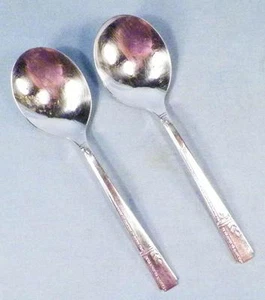 2 Grenoble Silverplate Soup Spoons Heirloom Plate Round Bowl Cream Prestige 1938 - Picture 1 of 5