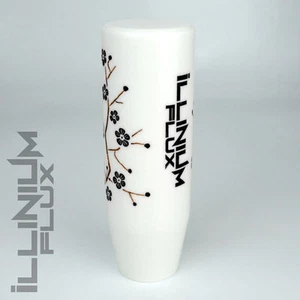 ILLINIUM FLUX BLACK PAINTED WHITE SAKURA BLOSSOM AUTOMATIC KNOB 8X1.25 K49 - Picture 1 of 1