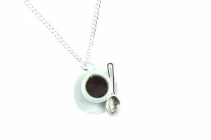 Miniblings Kaffeetasse Porzellan Kaffee Tasse Halskette 45cm Cafe Teetasse Löffe - Bild 1 von 4