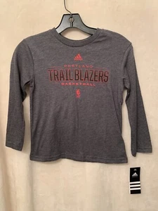 adidas Boys Portland Trailblazers Basketball Long Sleeve Shirt M 5/6 NWT - Picture 1 of 5