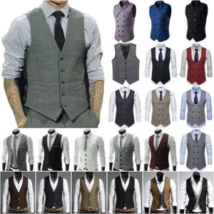 Men Peaky Blinders Formal Business Blazer Waistcoat Vest Slim Fit Jacket Suit_ - Picture 1 of 22