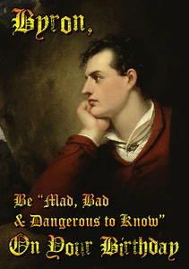 Lord Byron Gothic Romantic Poet Happy Birthday PERSONALISED Greeting Art Card - Picture 1 of 6